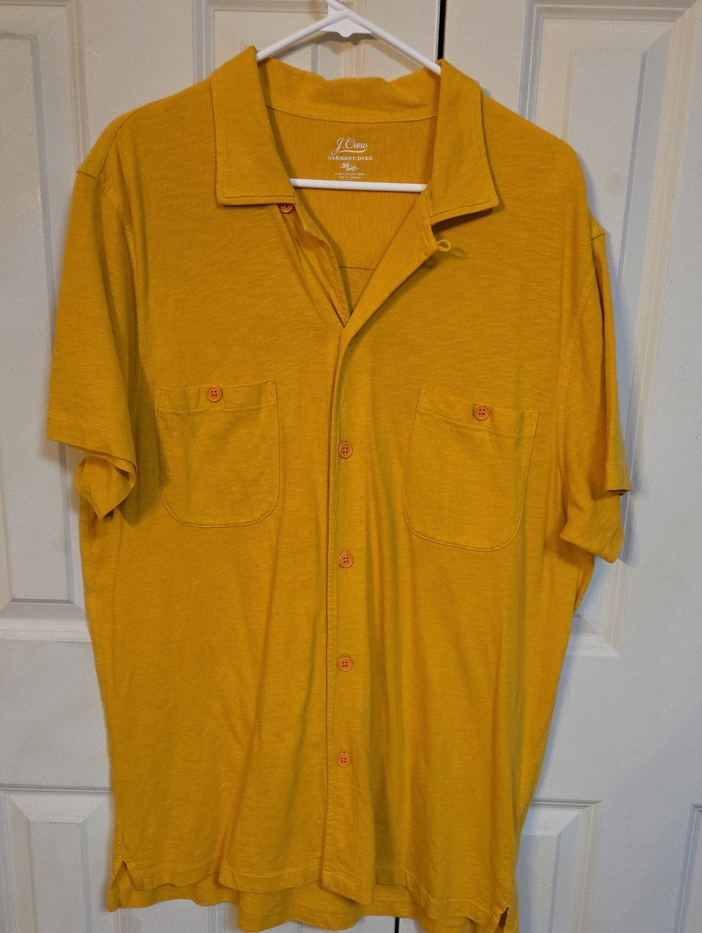 J. Crew Men's Short-Sleeve Button-Down Shirt in Mustard Yellow